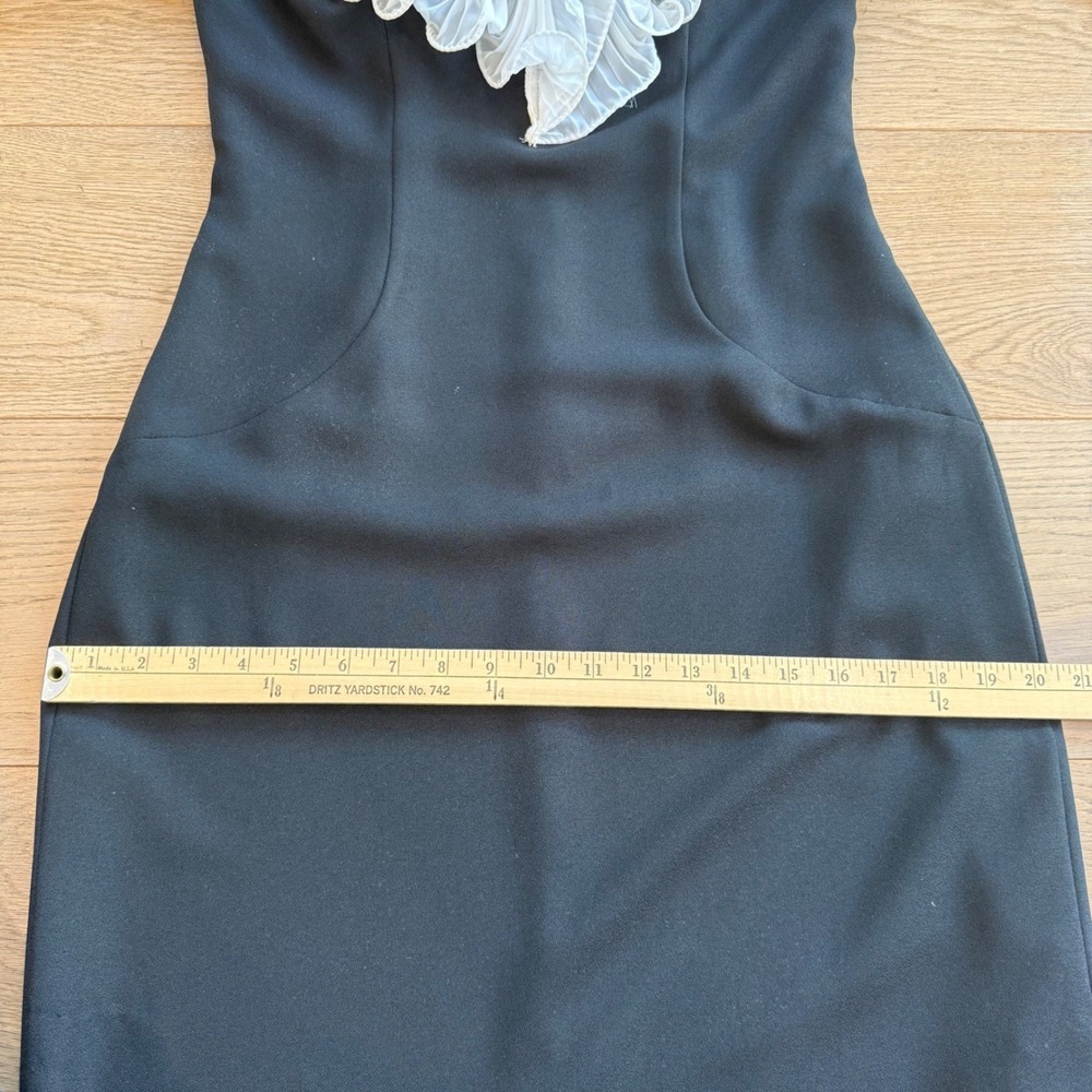 Vintage Jack Bryan Black Formal Gown with White Pleated Ruffle Collar Size 10 - Picture 8 of 12